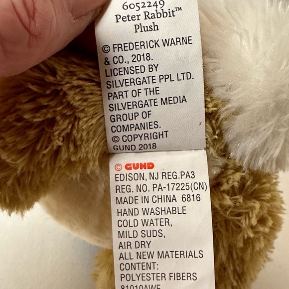 Beatrix Potter Peter Rabbit 8 inch Plush Stuffed Animal by Gund - Picture 4 of 4